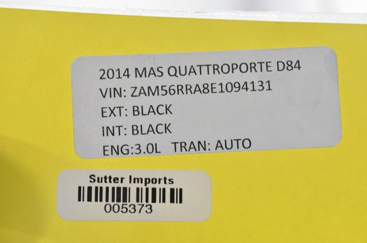 14-22 Maserati Quattroporte Rear Left Driver Side Door Panel Shell Cover Oem