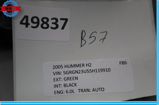 03-09 HUMMER H2 Front Left Drive Side Bumper Tow Towing Hook Oem