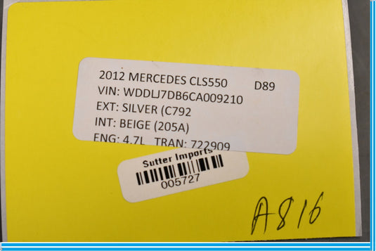 2012 Mercedes CLS550 Rear Right Side Child Seat Anchor Cover Oem