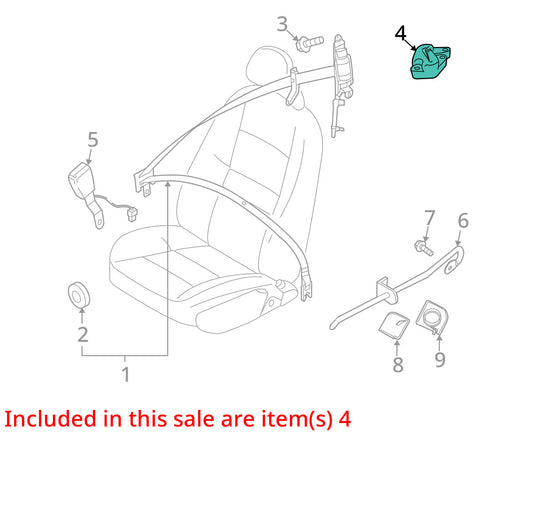 06-13 Volvo C70 Front Right Passenger Seat Belt Guide Bracket Support Oem