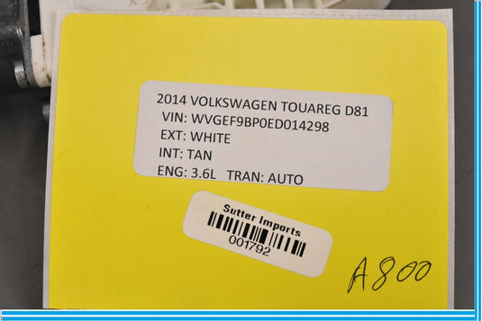 11-17 Volkswagen VW Touareg Front Right Side Door Window Regulator Motor Oem