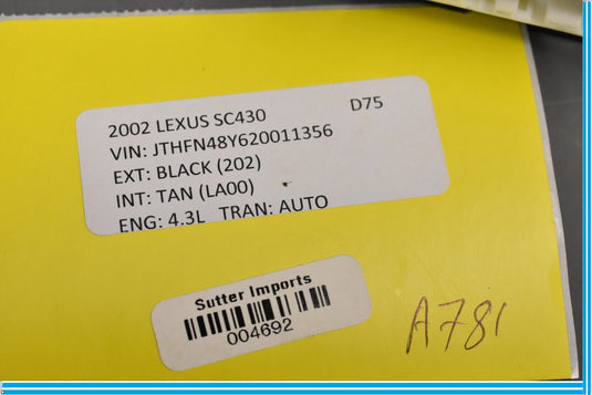 02-05 Lexus SC430 Anti Theft Warning Alarm Control Module Unit ECU Oem
