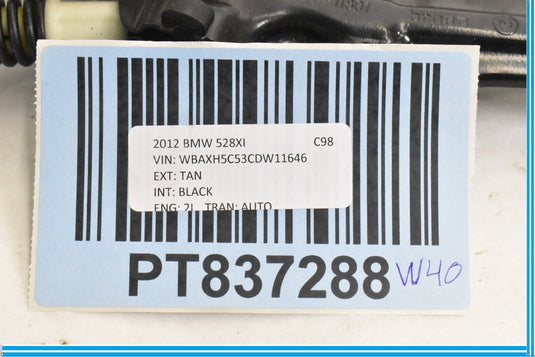 11-16 BMW 528i 535i 550i F10 Rear Right Door Window Regulator W/ Motor Oem