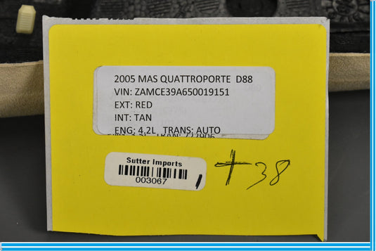 04-08 Maserati Quattroporte Front Right Passenger A Pillar Trim Molding Oem