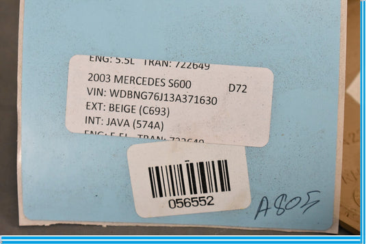 03-06 Mercedes S500 S600 W220 Rear Right Passenger Side Door Window Switch Oem