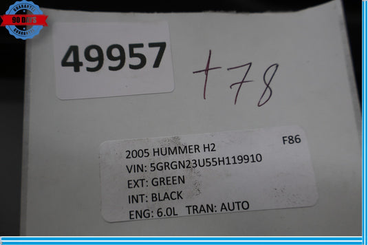 03-07 HUMMER H2 Front Left Driver Side Seat Outer Trim Cover Panel Oem